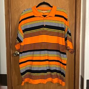 Evolution in Design orange, navy, and yellow polo size 4XL